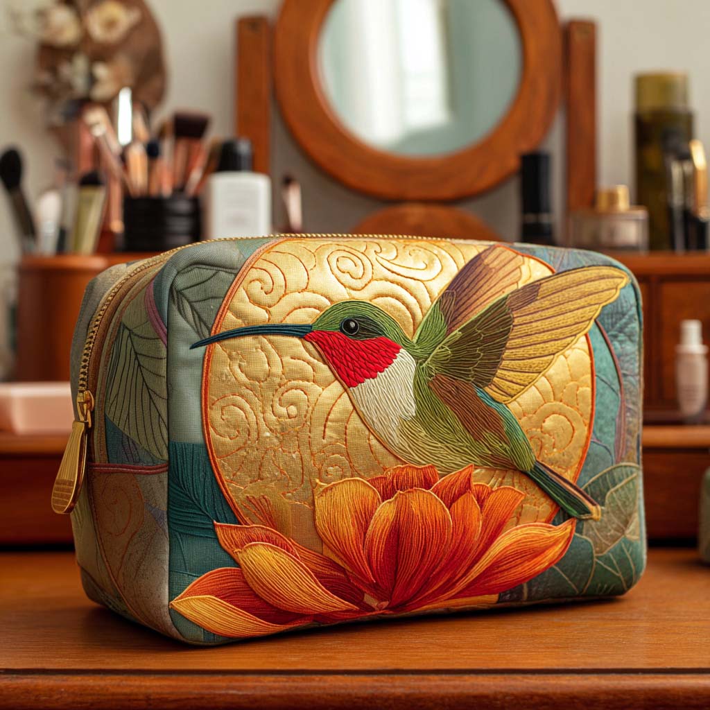 Trousse de maquillage matelassée motif doré – vue 1 – Maria Milano