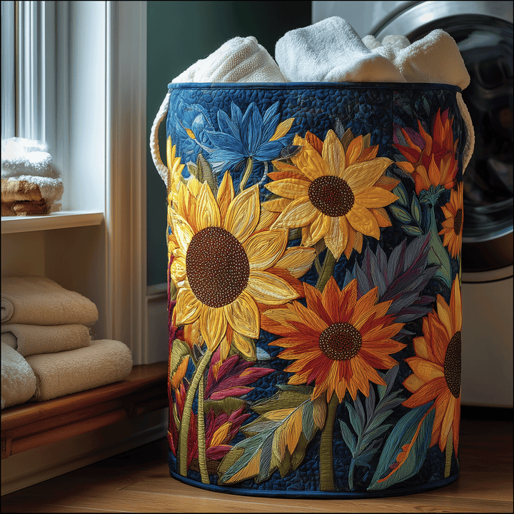 Panier à linge matelassé – Pétales dorés – vue 1