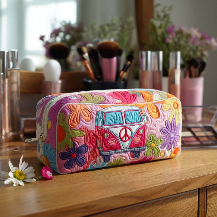 Trousse de maquillage matelassée combi fleuri rétro – vue 1 – Maria Milano