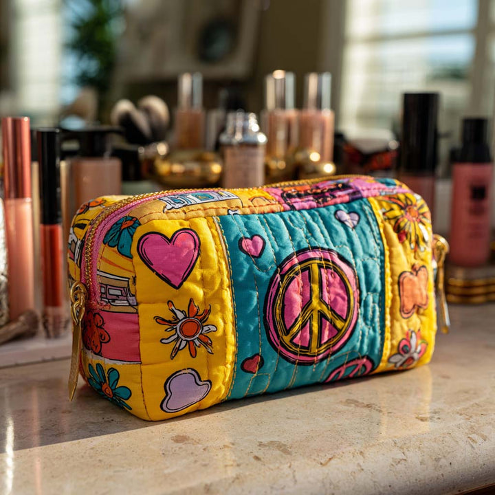 Trousse de maquillage matelassée patchwork rétro – vue 1 – Maria Milano