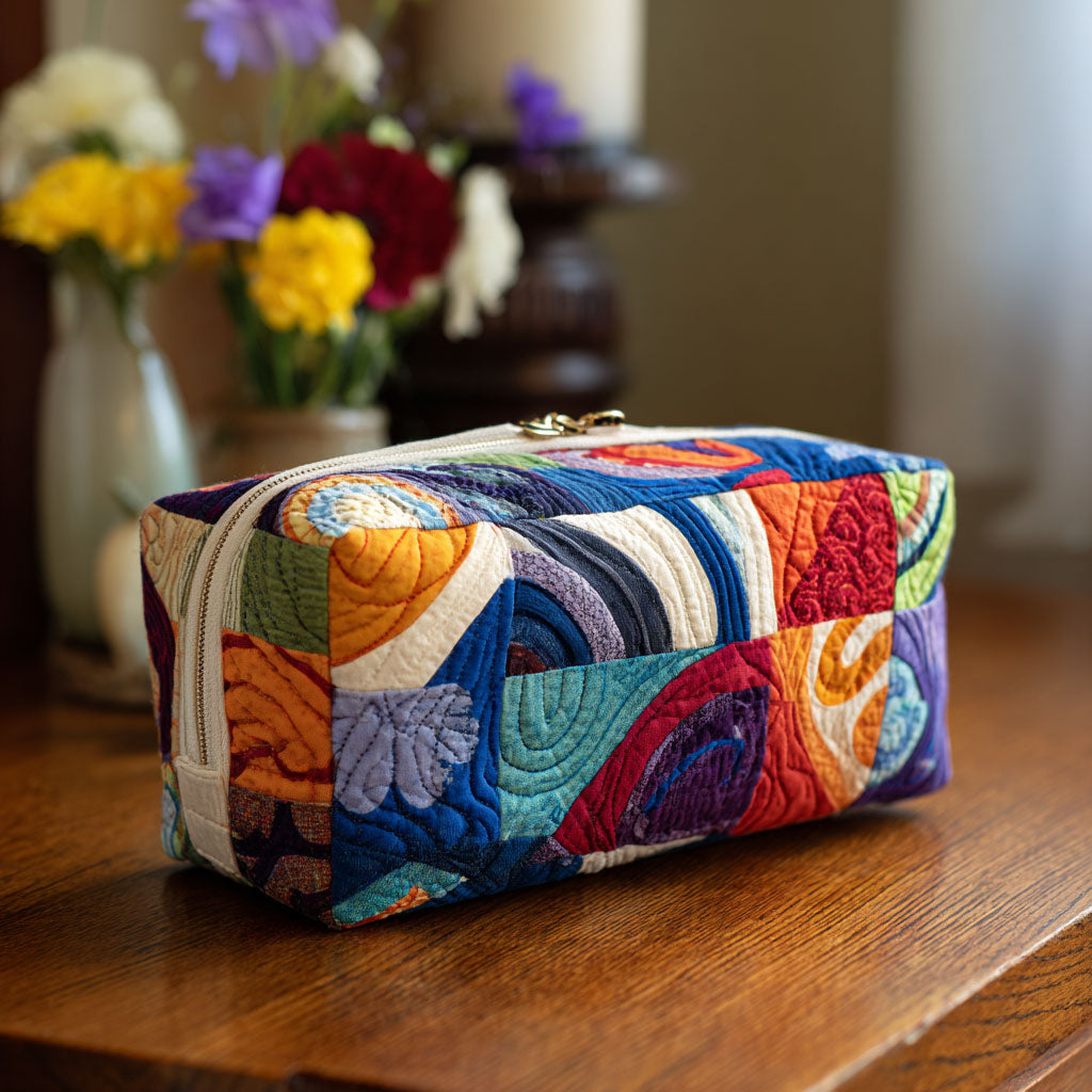 Trousse de maquillage matelassée vagues rétro – vue 1 – Maria Milano