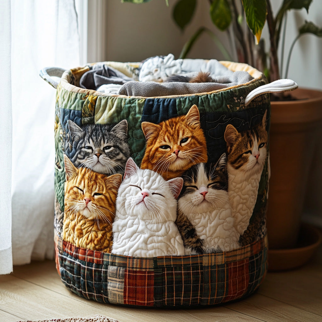 Panier à linge matelassé – Chats – vue 1