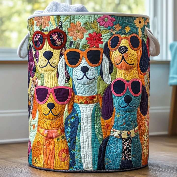 Panier à linge matelassé – Petits chiens joyeux – vue 1