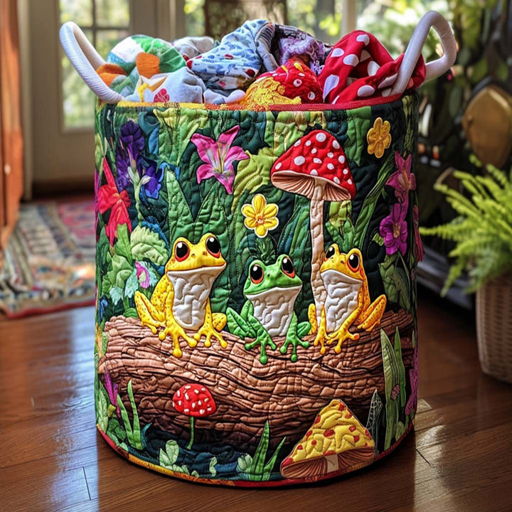 Panier à linge matelassé – Grenouilles joyeuses – vue 1
