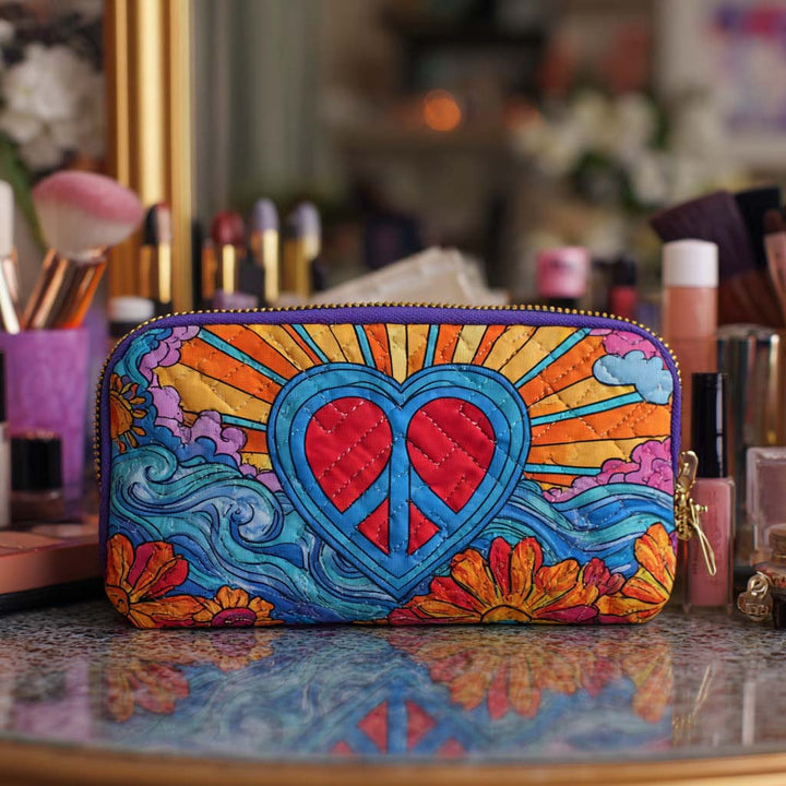 Trousse de maquillage matelassée symbole de paix – vue 1 – Maria Milano