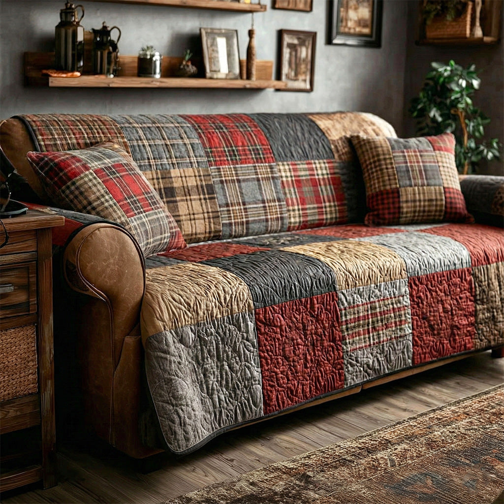 Housse de canapé matelassée – Patchwork rustique