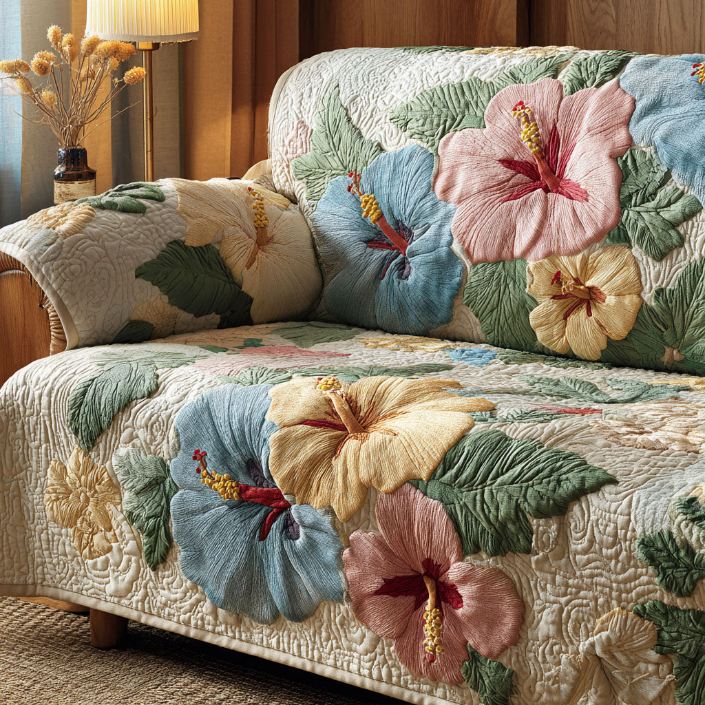 Housse de canapé matelassée – Hibiscus – image 1