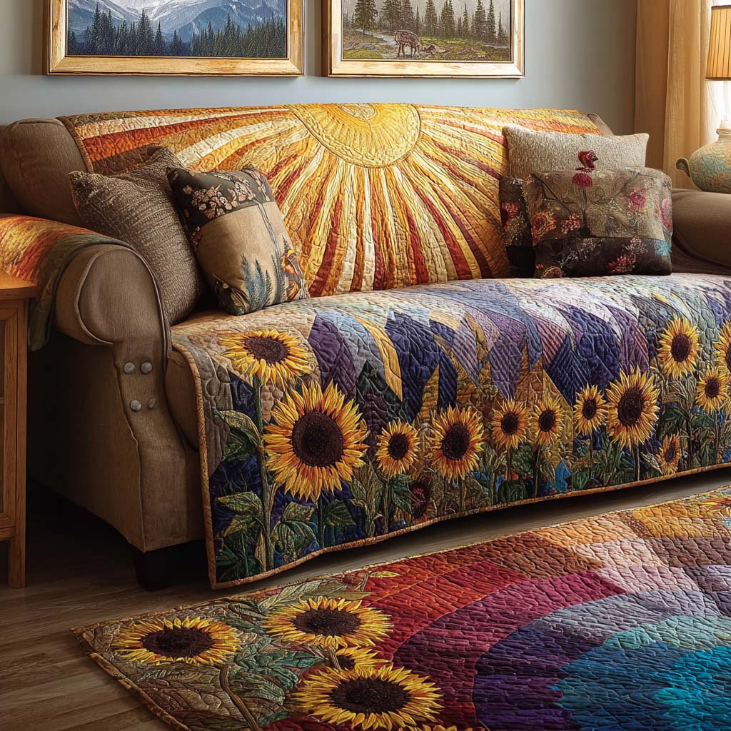 Housse de canapé matelassée – Motif ensoleillé