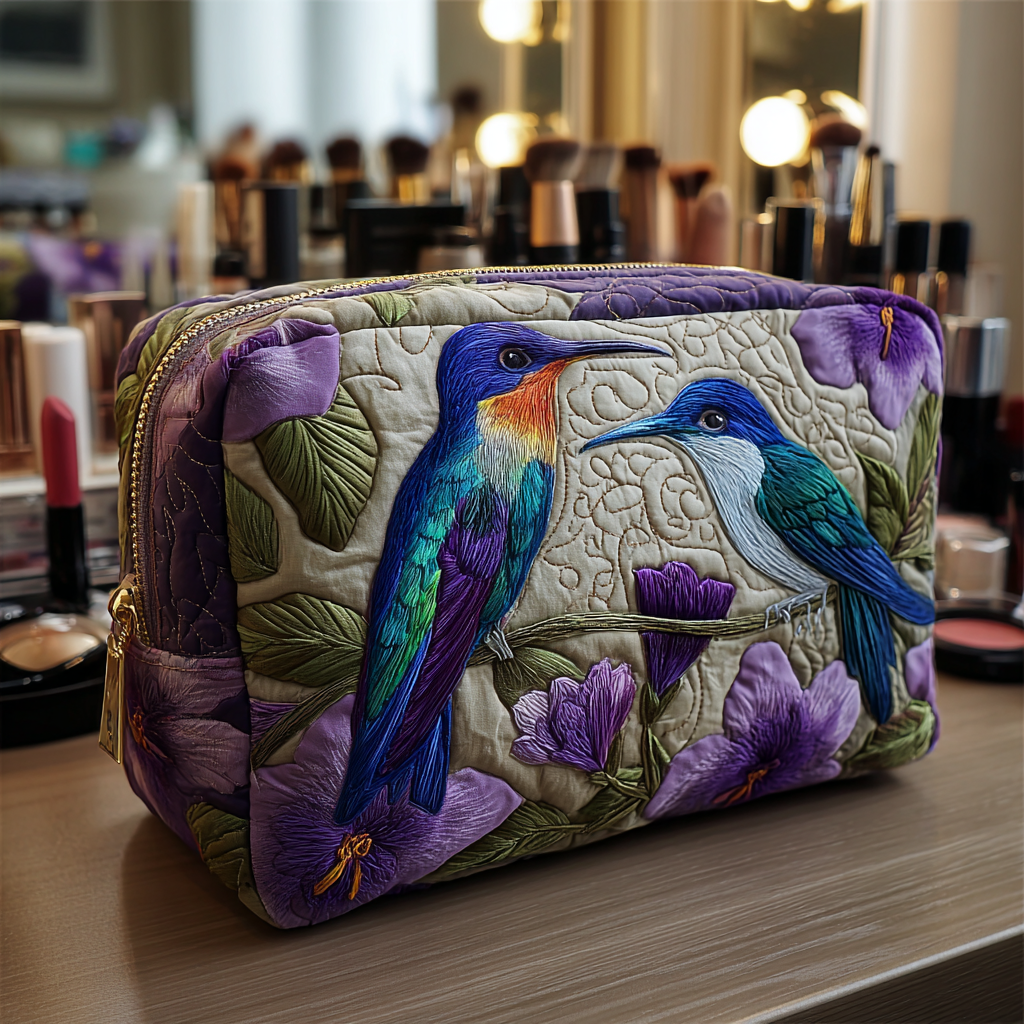 Trousse de maquillage matelassée colibri délicat – vue 1 – Maria Milano