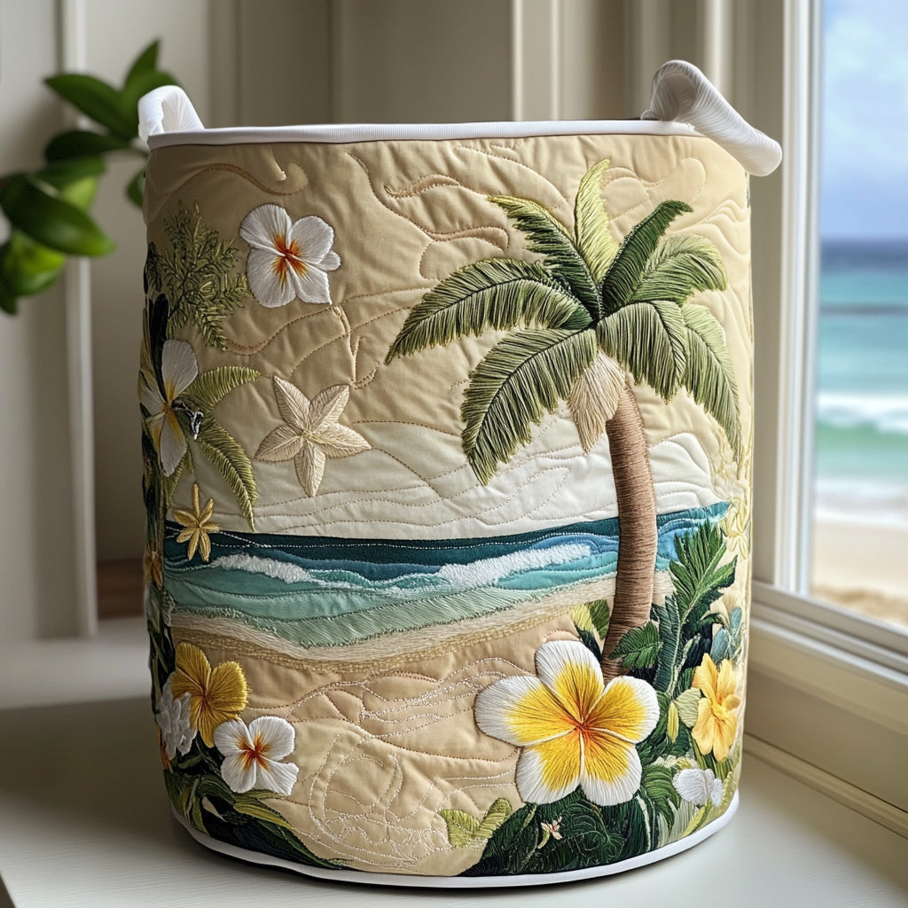 Panier à linge matelassé – Île tropicale – vue 1