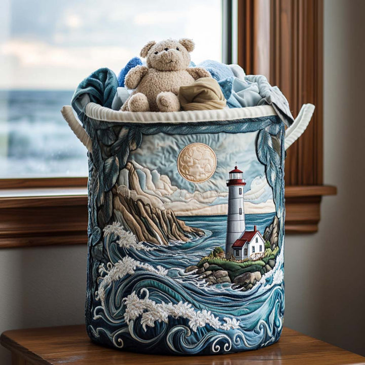 Panier à linge matelassé – Phare en bord de mer – vue 1