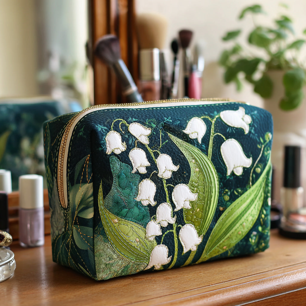 Trousse de maquillage matelassée lys délicats – vue 1 – Maria Milano