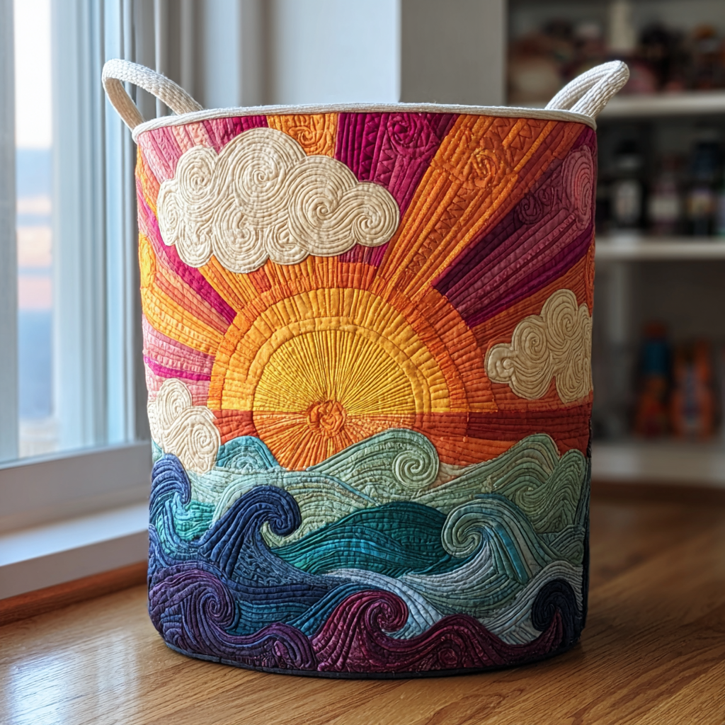 Panier à linge matelassé – Motif floral – vue 1