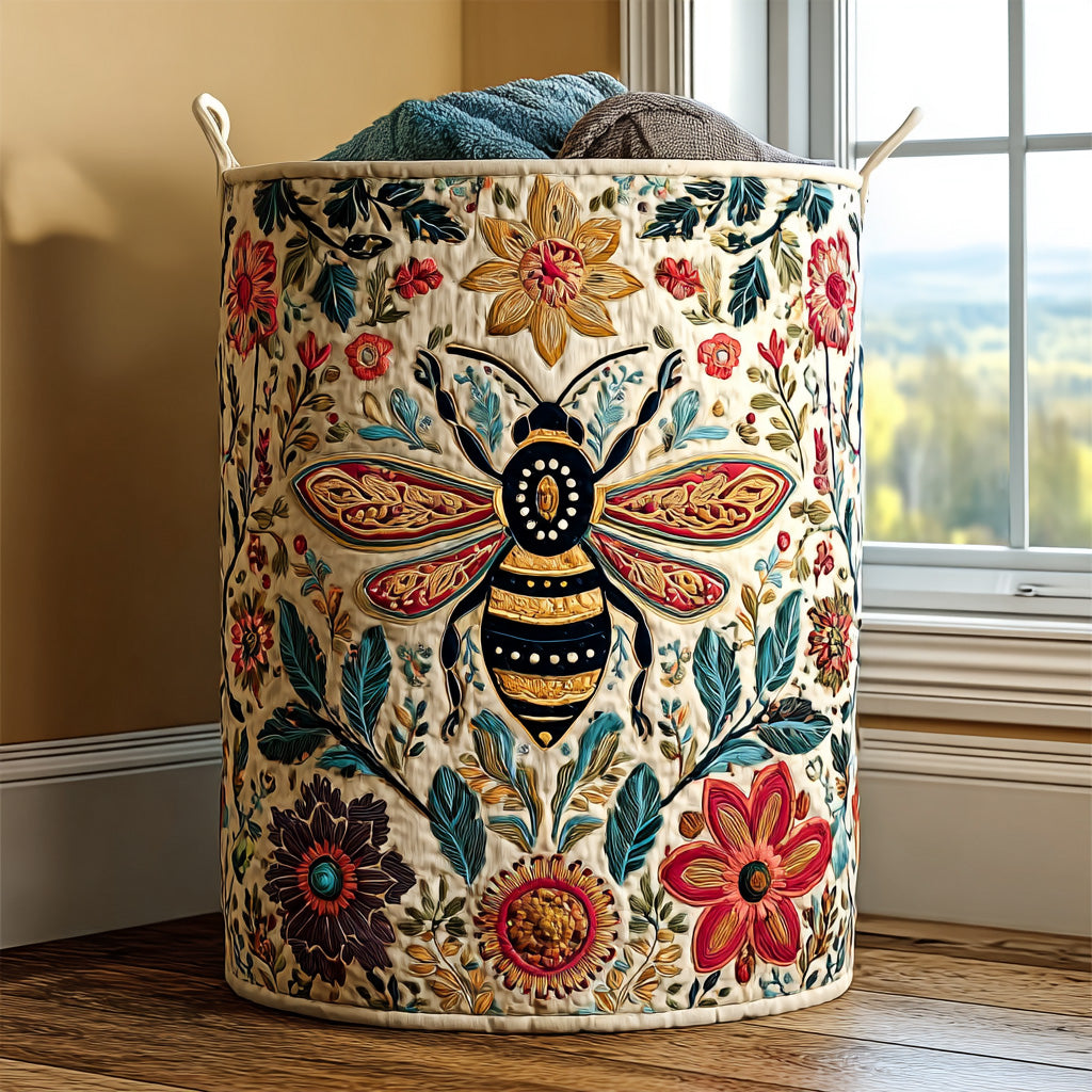 Panier à linge matelassé – Motif floral – vue 1