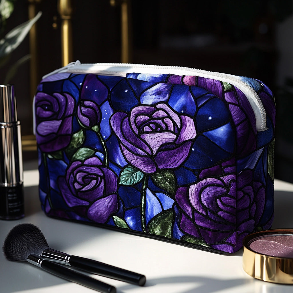Trousse de maquillage matelassée rose nocturne – vue 1 – Maria Milano