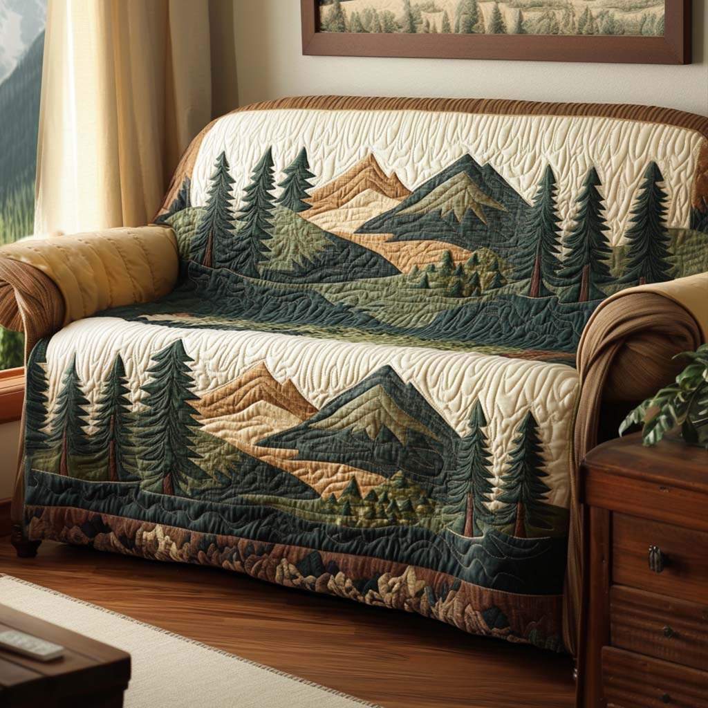Housse de canapé matelassée – Paysage de montagne – image 1