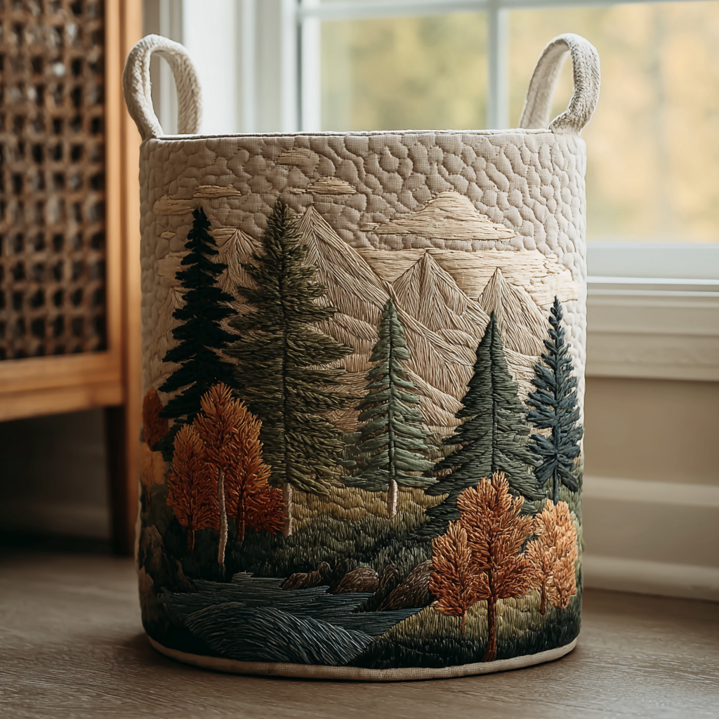 Panier à linge matelassé – Paysage naturel – vue 1