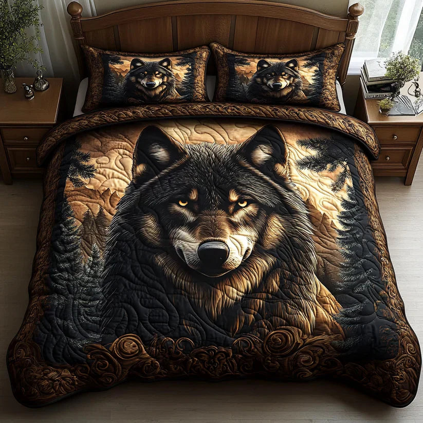 Parure de lit matelassée 3 pièces - Animaux de la Forêt