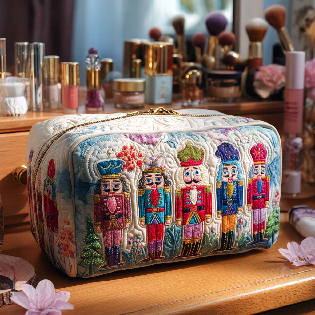 Trousse de maquillage matelassée casse-noisette de Noël – vue 1 – Maria Milano