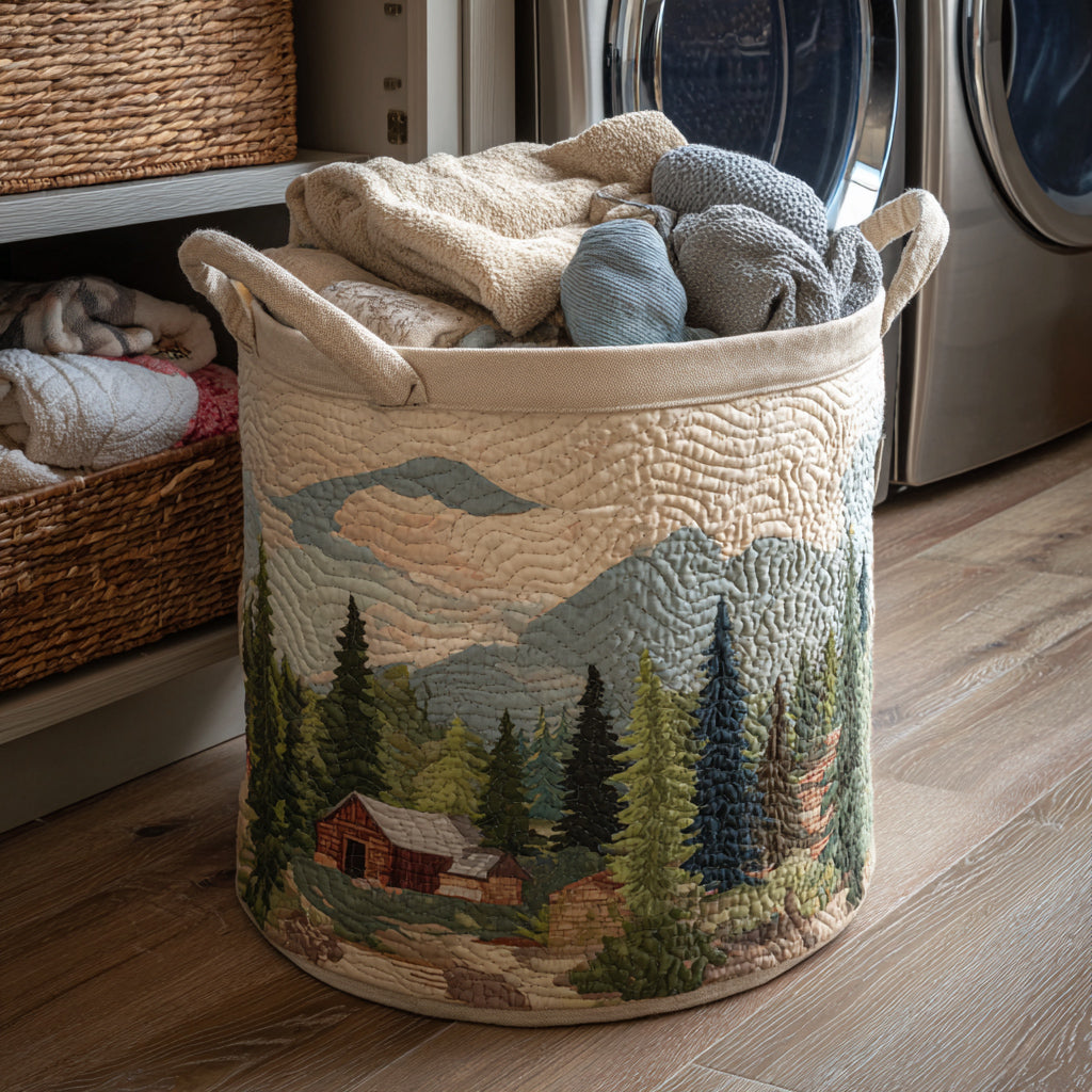 Panier à linge matelassé – Feuilles de chêne – vue 1