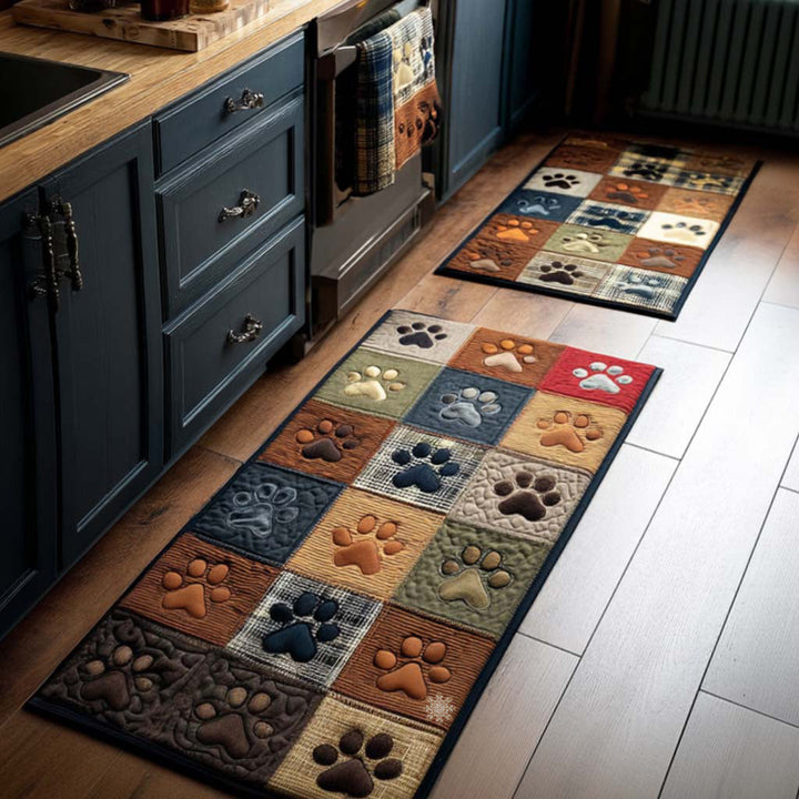Tapis de cuisine antidérapant – Empreintes de pattes chaleureuses