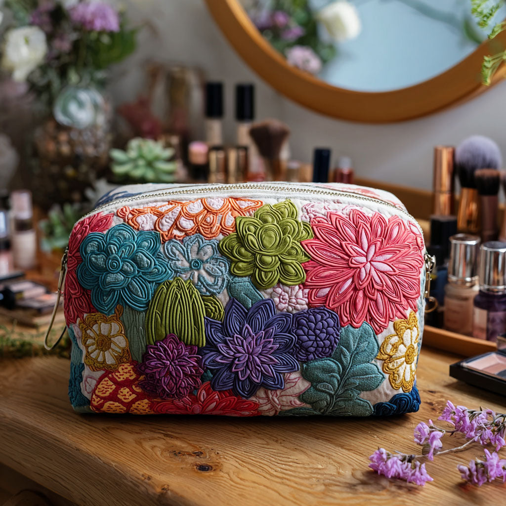 Trousse de maquillage matelassée jardin de cactus – vue 1 – Maria Milano