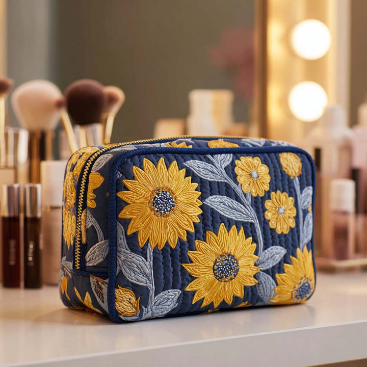 Trousse de maquillage matelassée fleur lumineuse – vue 1 – Maria Milano