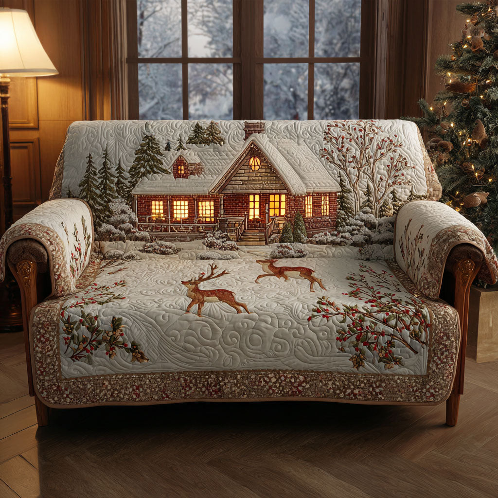Housse de canapé matelassée – Renne de Noël – image 1