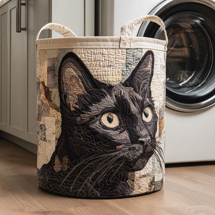 Panier à linge matelassé – Chat noir – vue 1