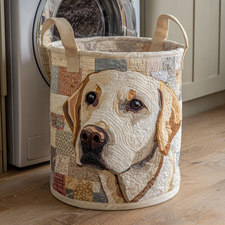 Panier à linge matelassé – Labrador au style rustique – vue 1