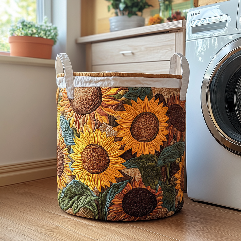 Panier à linge matelassé – Tournesols – vue 1