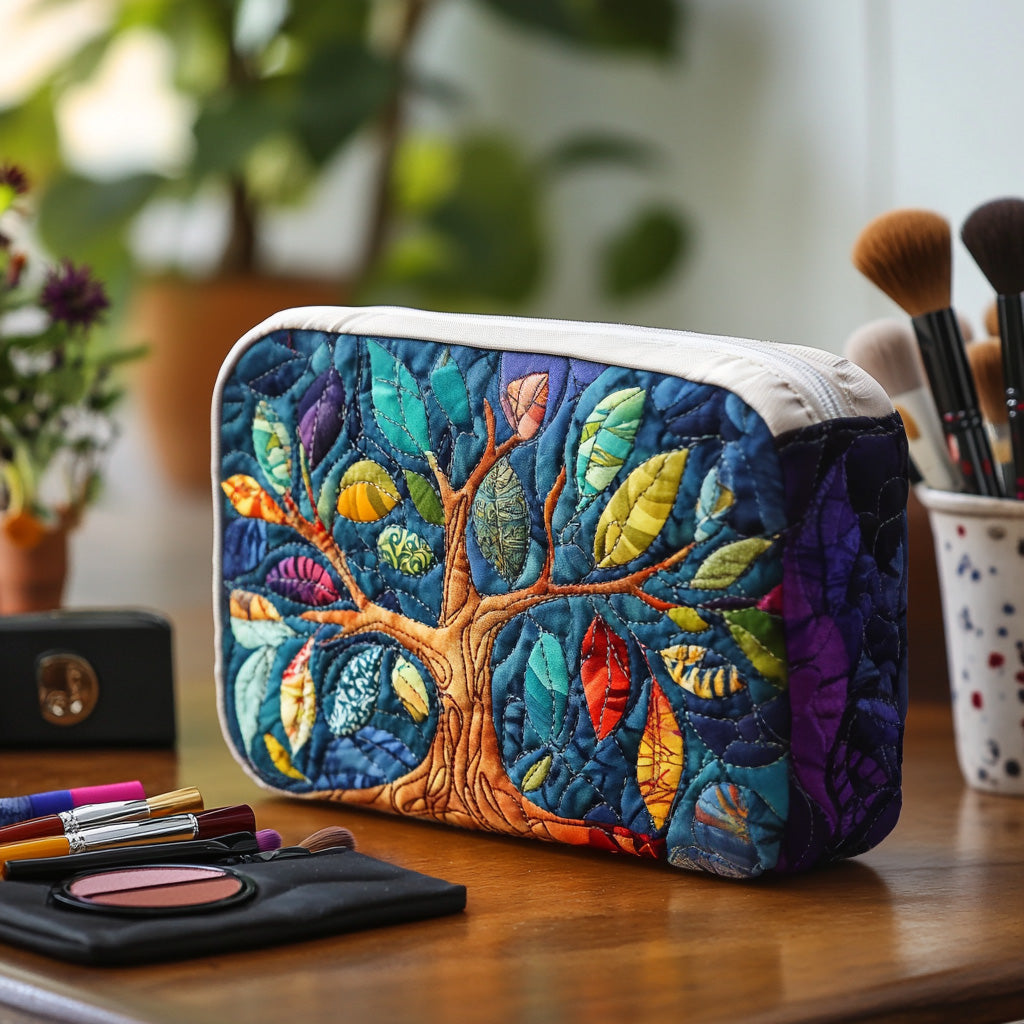 Trousse de maquillage matelassée arbre symbolique – vue 1 – Maria Milano