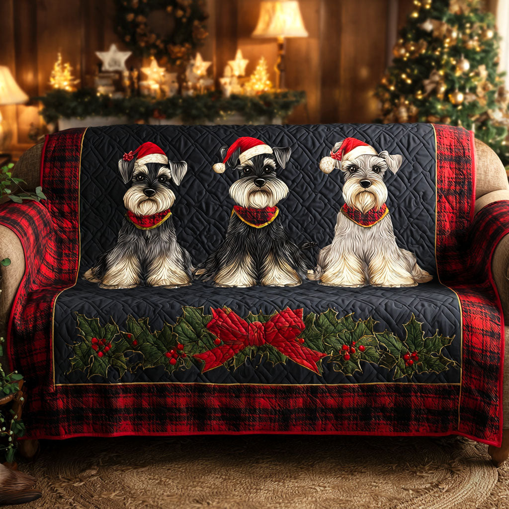 Housse de canapé matelassée – Schnauzers de Noël – image 1