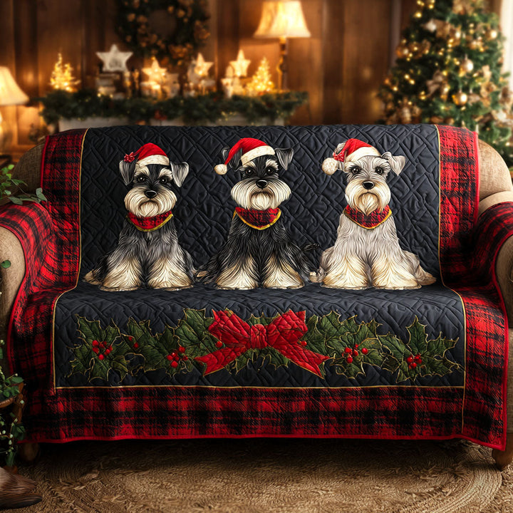Housse de canapé matelassée – Schnauzers de Noël – image 1