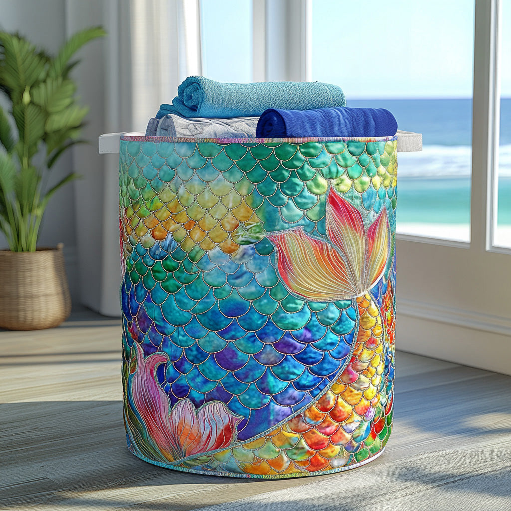 Panier à linge matelassé – Motif marin – vue 1