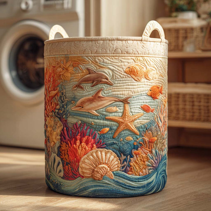 Panier à linge matelassé – Motif marin – vue 1