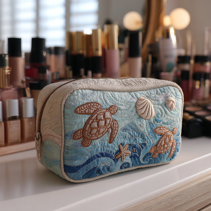 Trousse de maquillage matelassée tortue marine – vue 1 – Maria Milano