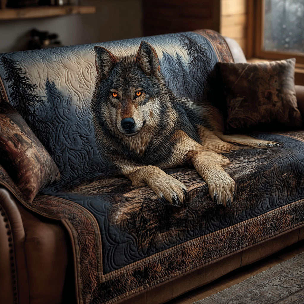Housse de canapé matelassée – Loup hurlant – image 1