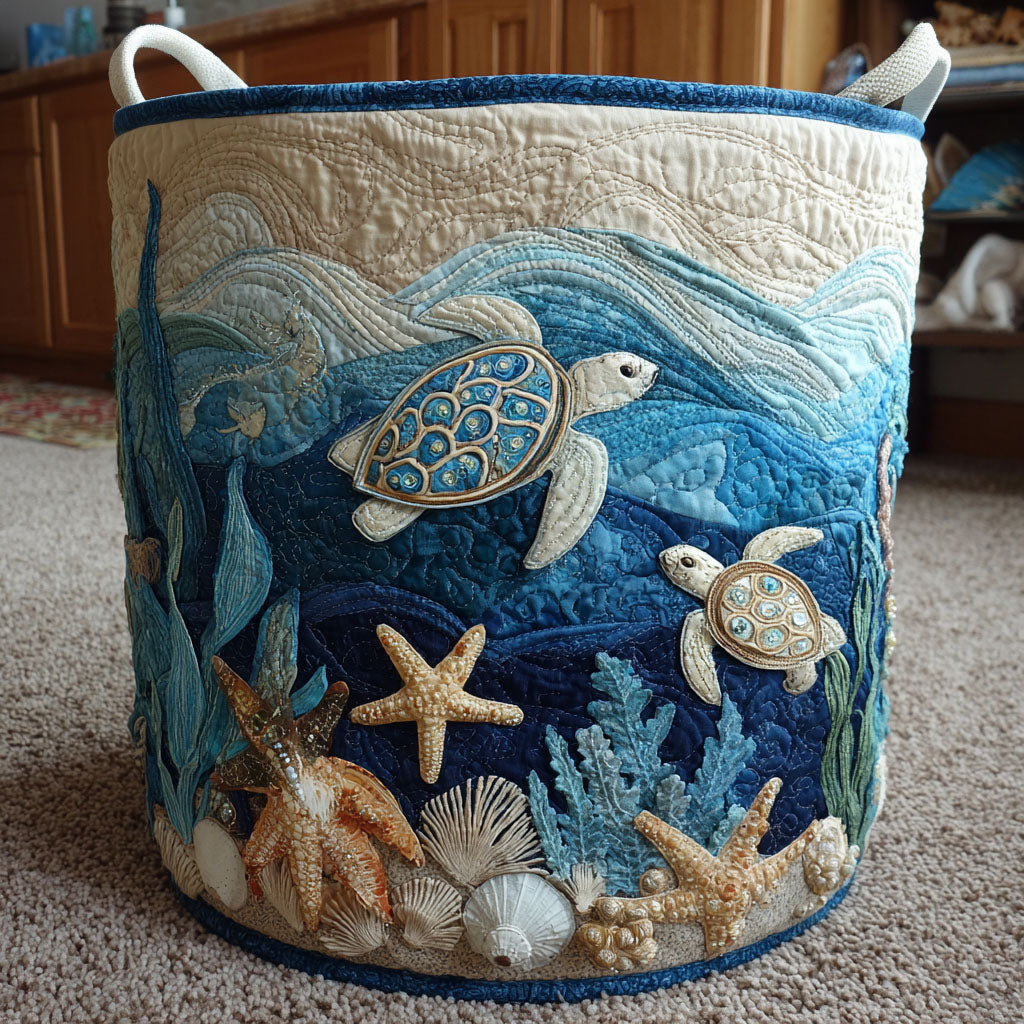 Panier à linge matelassé – Tortue marine – vue 4