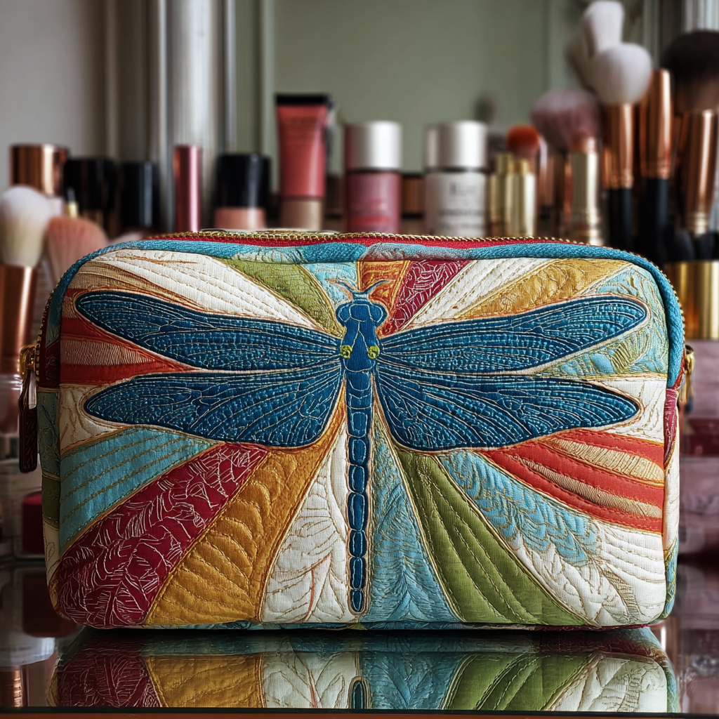 Trousse de maquillage matelassée libellule éclatante – vue 1 – Maria Milano