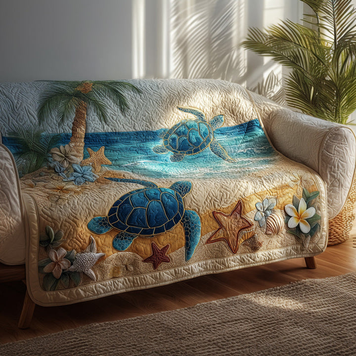 Housse de canapé matelassée – Rivage marin – image 1