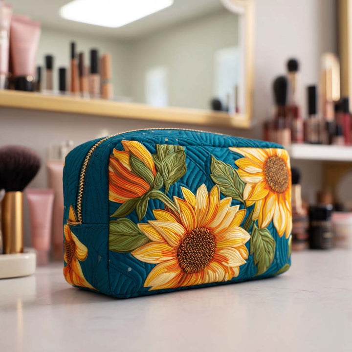 Trousse de maquillage matelassée fleur joyeuse – vue 1 – Maria Milano