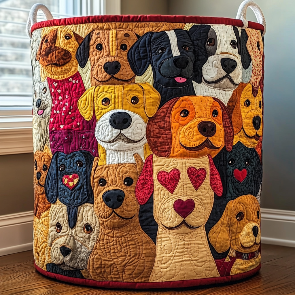 Panier à linge matelassé – Motif chiens – vue 5