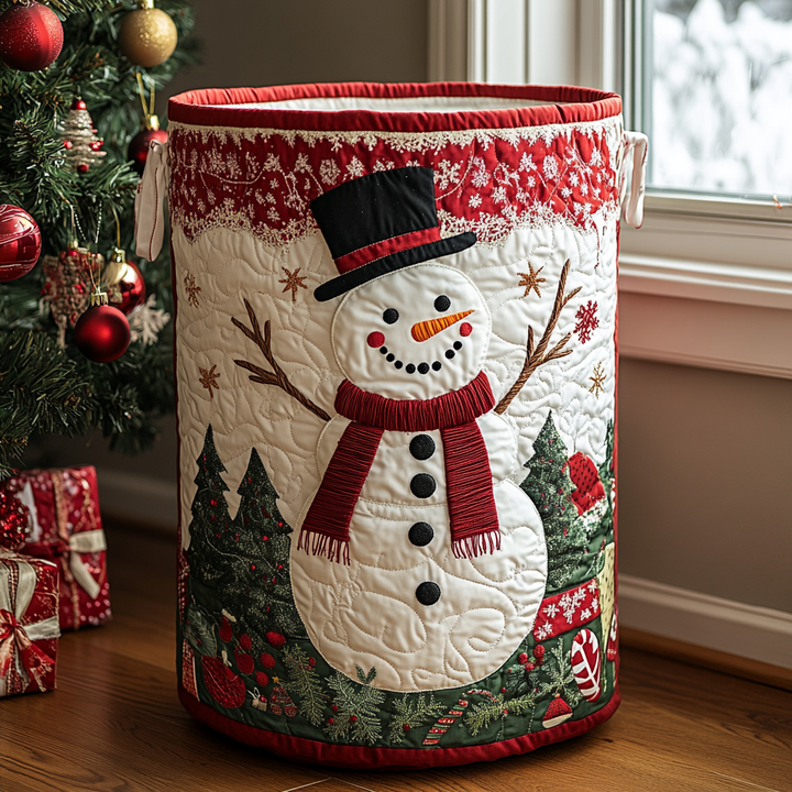 Panier à linge matelassé – Bonhomme de neige – vue 1
