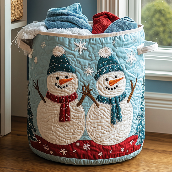 Panier à linge matelassé – Bonhomme de neige – vue 1