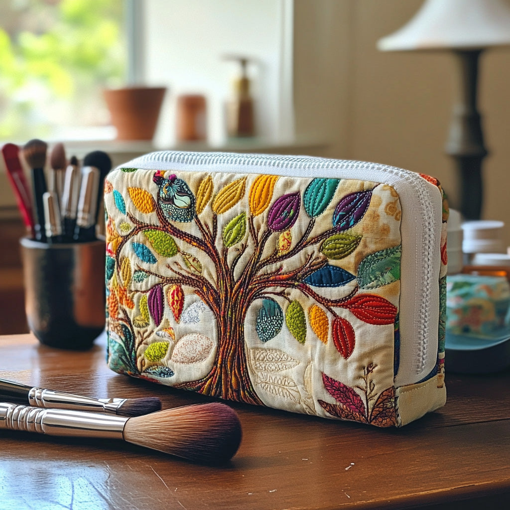 Trousse de maquillage matelassée arbre de vie – vue 1 – Maria Milano