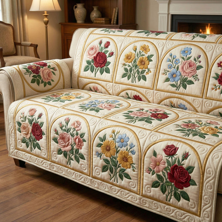 Housse de canapé matelassée – Motif printanier – image 1