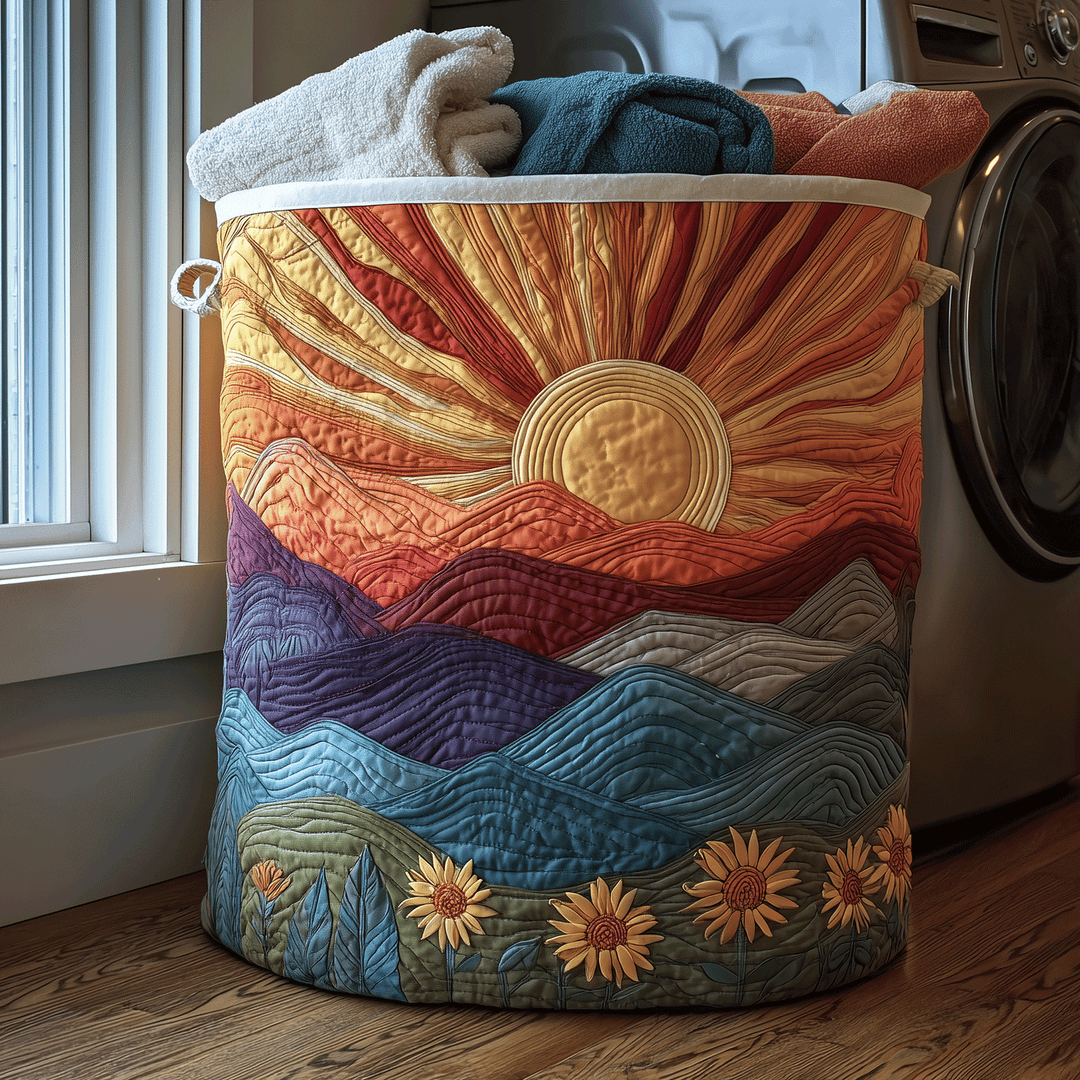 Panier à linge matelassé – Motif floral – vue 1