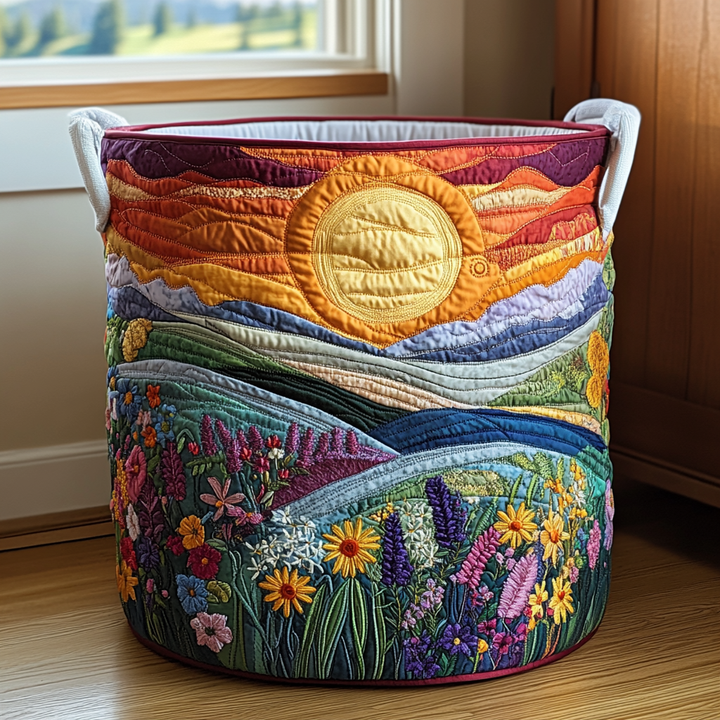 Panier à linge matelassé – Motif floral