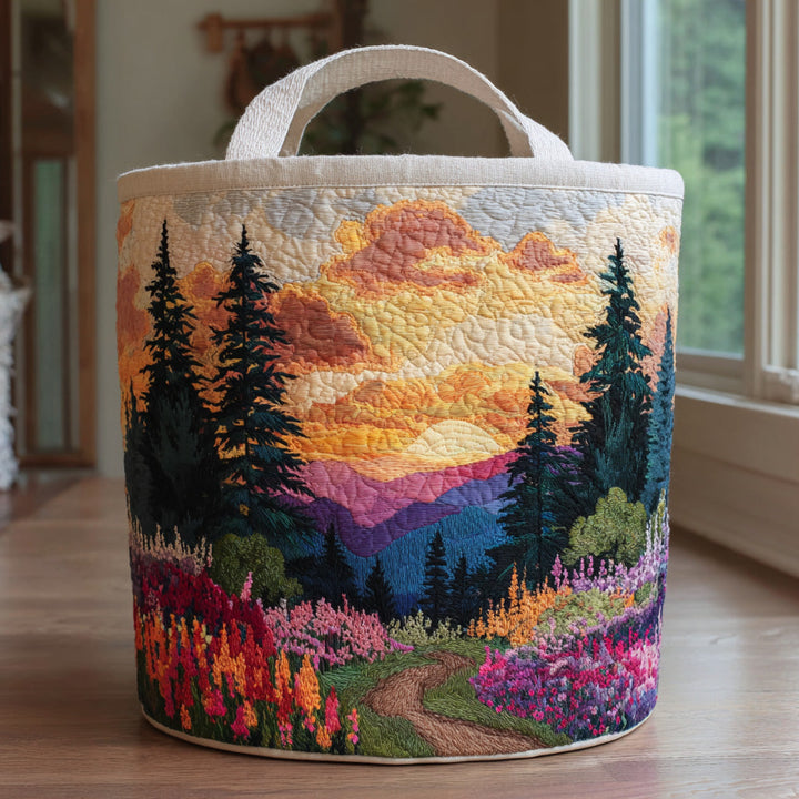 Panier à linge matelassé – Paysage forestier